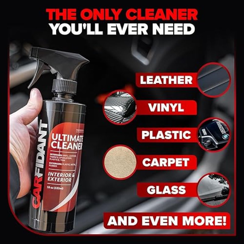 CARFIDANT INTERIOR CLEANER SPRAY 128OZ DEEP CLEANS CAR SEATS, LEATHER, FABRIC DASHBOARD