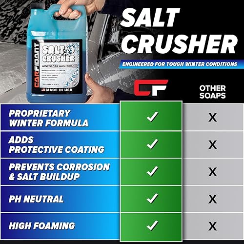 CARFIDANT SALT CRUSHER CAR WASH SOAP 128OZ - THICK FOAM, CORROSION PROTECTION, SALT GRIME REMOVAL