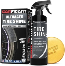 CARFIDANT TIRE SHINE SPRAY 18OZ BLACK SATIN FINISH, UV PROTECTION, NO SLING, LONG LASTING