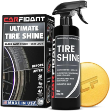 CARFIDANT TIRE SHINE SPRAY 18OZ BLACK SATIN FINISH, UV PROTECTION, NO SLING, LONG LASTING