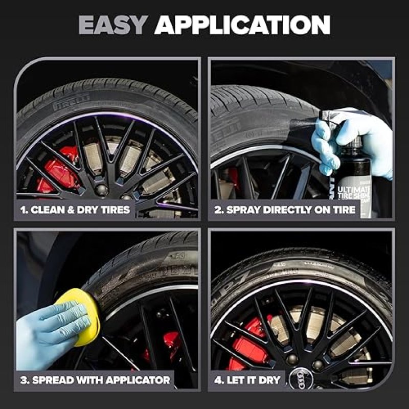 CARFIDANT ULTIMATE TIRE SHINE GALLON - BLACK SATIN, NON-GREASY, LONG-LASTING TIRE DRESSING