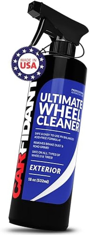 CARFIDANT ULTIMATE WHEEL TIRE CLEANER SPRAY NON-ACIDIC, REMOVES BRAKE DUST, 18 OZ
