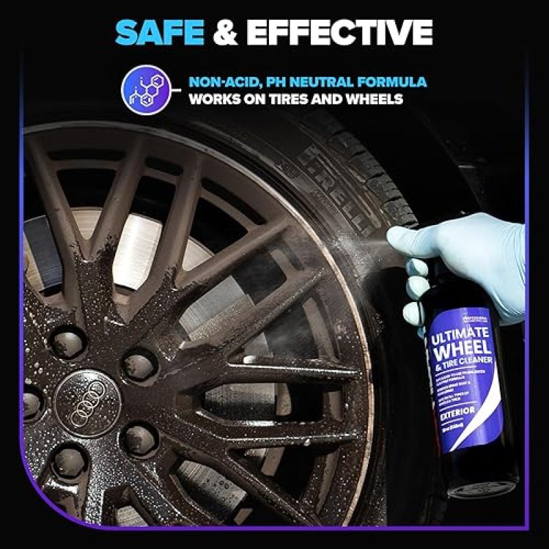 CARFIDANT ULTIMATE WHEEL TIRE CLEANER SPRAY NON-ACIDIC, REMOVES BRAKE DUST, 18 OZ