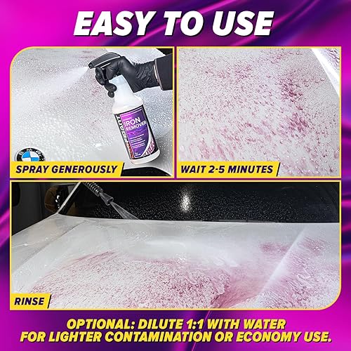 CARFIDANT IRON REMOVER CAR DETAILING SPRAY PH NEUTRAL RUST, BRAKE DUST FALLOUT CLEANER, 16OZ