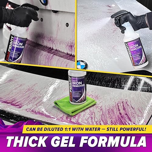 CARFIDANT IRON REMOVER CAR DETAILING SPRAY PH NEUTRAL RUST, BRAKE DUST FALLOUT CLEANER, 16OZ