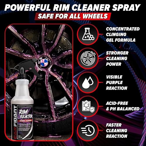 CARFIDANT RIM REACTOR WHEEL CLEANER SPRAY SAFE FOR BMW, MERCEDES, AUDI MORE 16OZ
