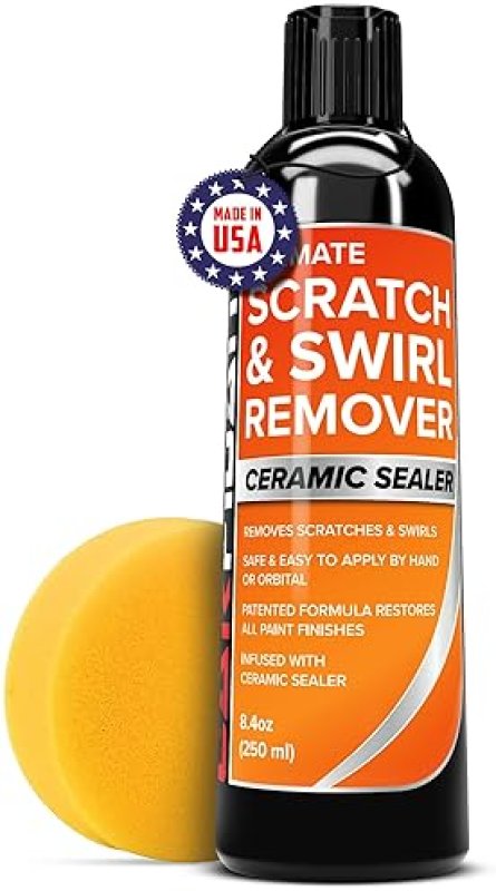 CARFIDANT SCRATCH SWIRL REMOVER FOR CARS UNIVERSAL PAINT REPAIR POLISH 8.4 OZ BUFFER PAD