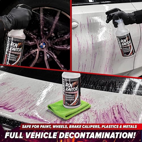 CARFIDANT IRON REMOVER WHEEL CLEANER SPRAY COLOR-CHANGING PURPLE DECON, SAFE ON PAINT, 16OZ