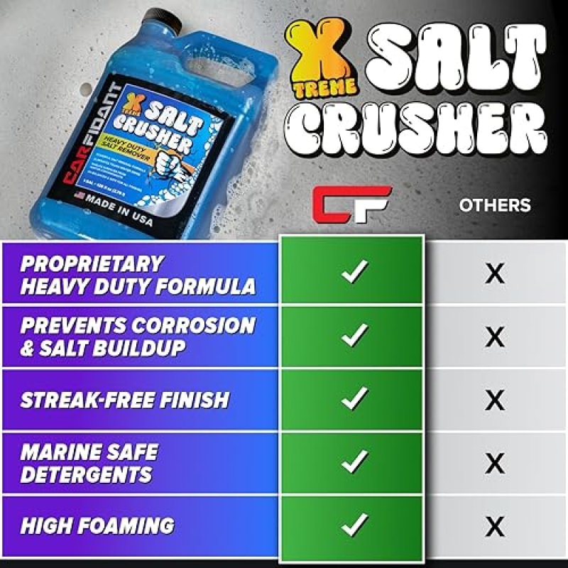 CARFIDANT XTREME SALT CRUSHER HEAVY DUTY BOAT WASH SALT REMOVER, MARINE ENGINE FLUSH, 1 GALLON