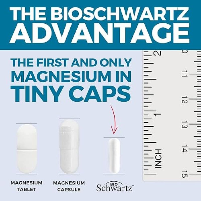 BIOSCHWARTZ MAGNESIUM BISGLYCINATE CHELATE SUPPLEMENT HIGH ABSORPTION, NON-GMO, MUSCLE BONE SUPPORT 180 CAPSULES