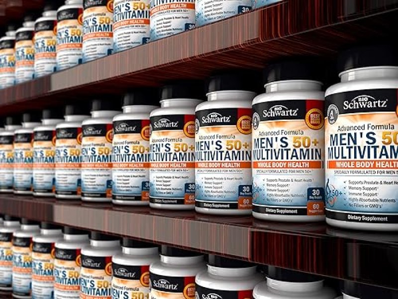 BIOSCHWARTZ MENS 50 MULTIVITAMIN WITH ZINC, A, B, C, D3, E HEART, BRAIN WHOLE BODY SUPPORT 60 CT