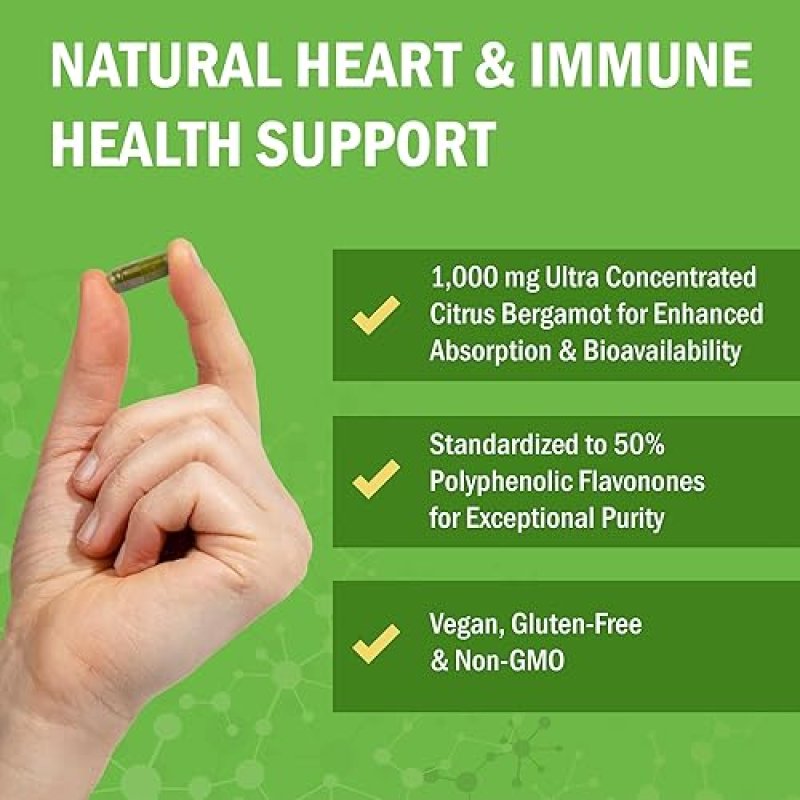 BIOSCHWARTZ CITRUS BERGAMOT 1000MG SUPPLEMENT FOR CHOLESTEROL HEART HEALTH VEGAN, NON-GMO, 120 CAPS