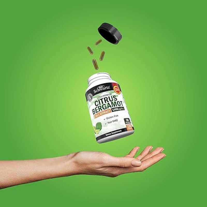 BIOSCHWARTZ CITRUS BERGAMOT 1000MG SUPPLEMENT FOR CHOLESTEROL HEART HEALTH VEGAN, NON-GMO, 120 CAPS