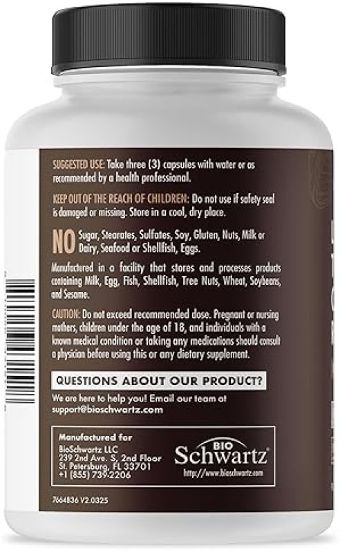 BIOSCHWARTZ ORGANIC 13-IN-1 MUSHROOM COMPLEX CAPSULES WITH LION S MANE, REISHI CHAGA SUPPORTS FOCUS,