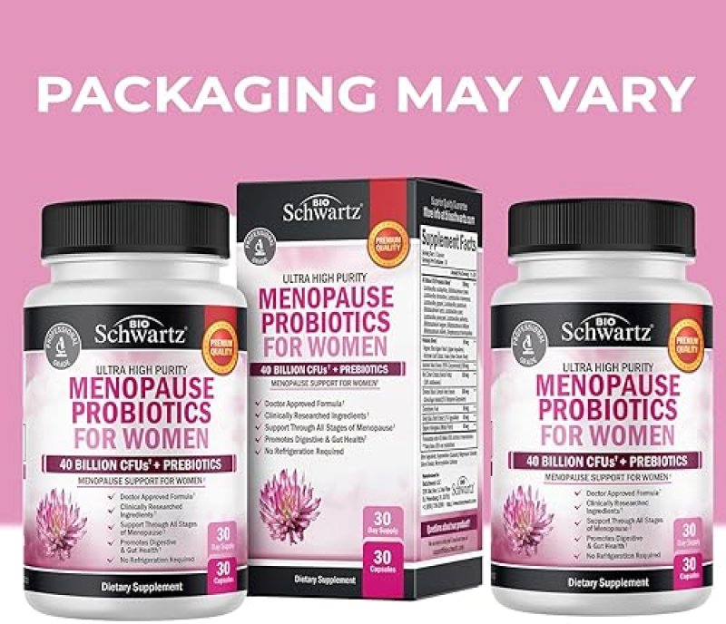 BIOSCHWARTZ MENOPAUSE PROBIOTICS 40 BILLION CFU FOR WOMEN SUPPORTS HOT FLASHES, MOOD BALANCE 30 CAPSULES