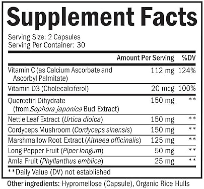 BIOSCHWARTZ LUNG SUPPORT SUPPLEMENT WITH QUERCETIN, VITAMIN D CORDYCEPS RESPIRATORY HEALTH, 60 CAPS