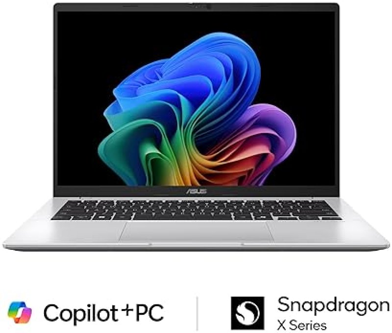 ASUS VIVOBOOK 14 WUXGA LAPTOP, SNAPDRAGON CPU, 16GB RAM, 512GB SSD, WINDOWS 11, SILVER