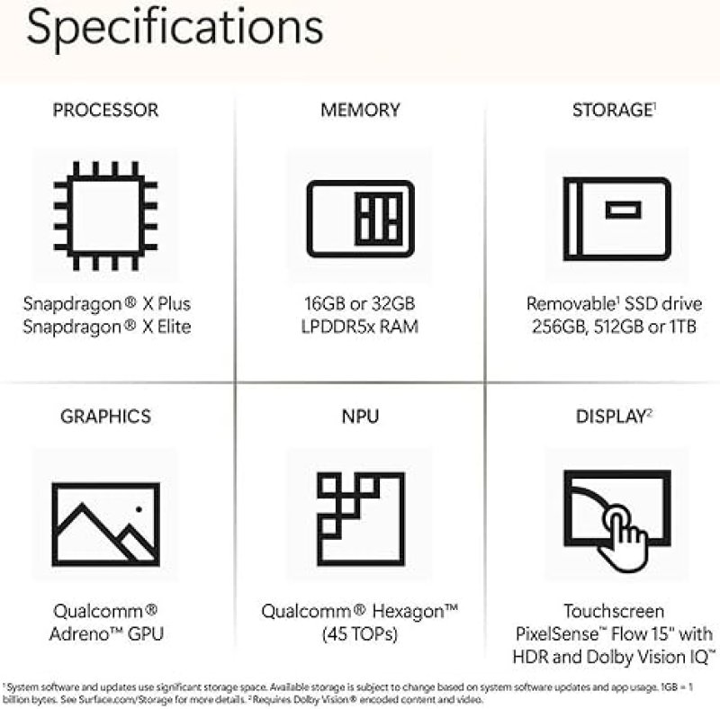 MICROSOFT SURFACE LAPTOP 2024, 15 TOUCHSCREEN, SNAPDRAGON X ELITE, 16GB RAM, 1TB SSD, WINDOWS 11