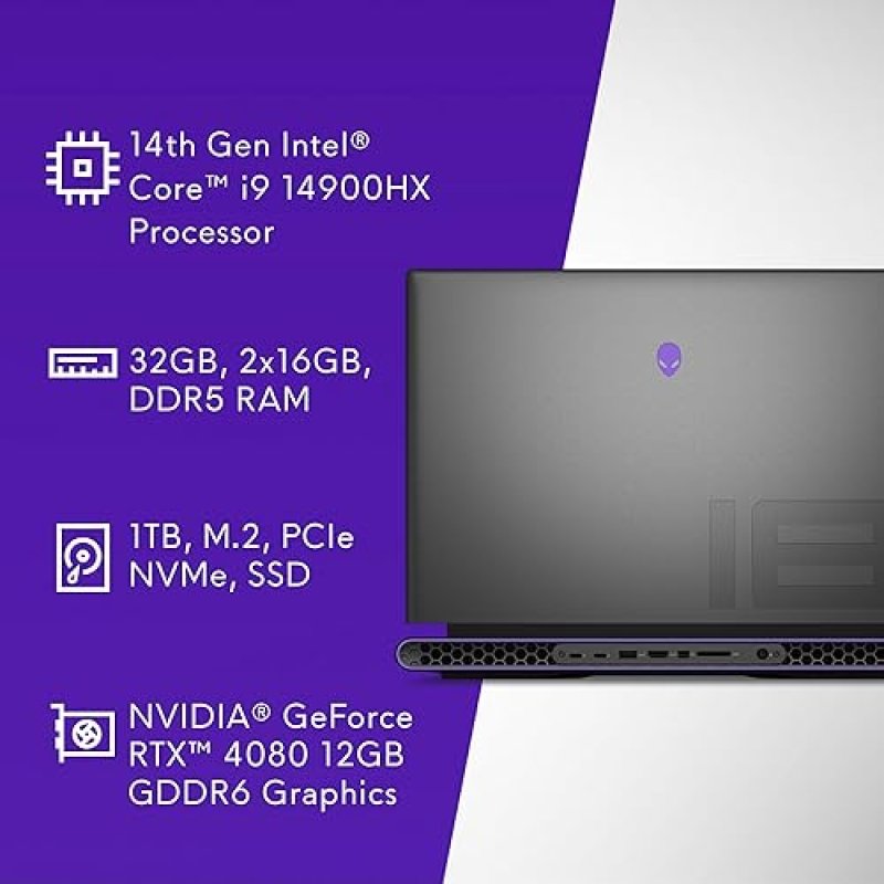ALIENWARE M18 R2 GAMING LAPTOP 18 QHD 165HZ I9-14900HX 32GB RAM 1TB SSD RTX 4080 WIN 11