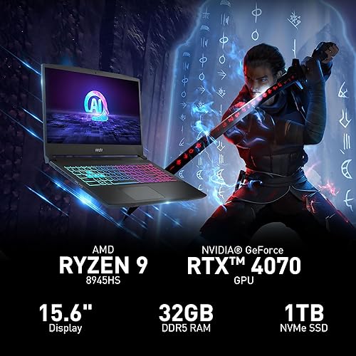 MSI KATANA A15 15.6 QHD 165HZ GAMING LAPTOP RYZEN 9 8945HS RTX 4070 32GB 1TB SSD WIN 11