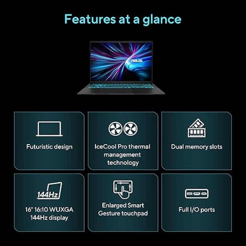 ASUS V16 GAMING LAPTOP 16 WUXGA 144HZ, INTEL CORE I7, RTX 3050, 16GB RAM, 512GB SSD, WIN 11