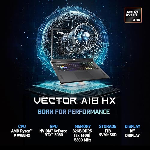 MSI VECTOR A18 HX 18 QHD 240HZ GAMING LAPTOP RYZEN 9-9955HX RTX 5080 32GB 1TB SSD WIN 11