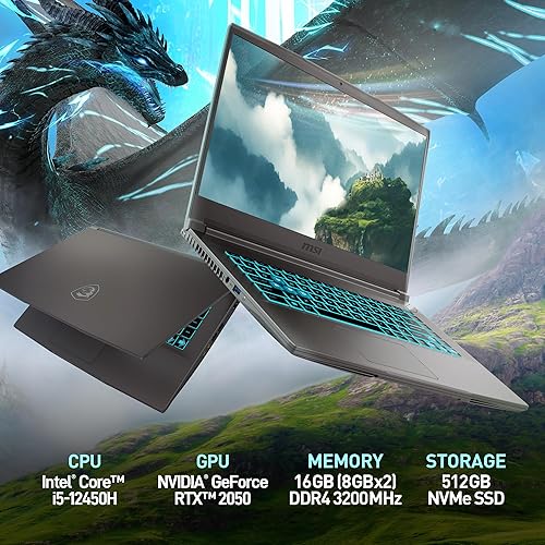 MSI THIN 15.6 FHD 144HZ GAMING LAPTOP INTEL I5-12450H RTX 2050 16GB DDR5 512GB SSD WIN 11
