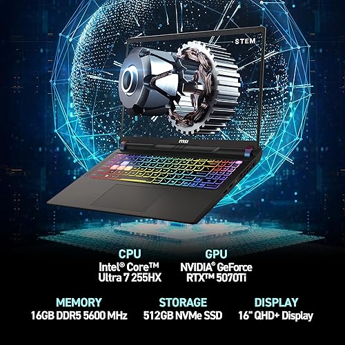 MSI VECTOR 16 HX 16 FHD 144HZ GAMING LAPTOP INTEL CORE ULTRA 7-255HX RTX 5070TI 16GB RAM