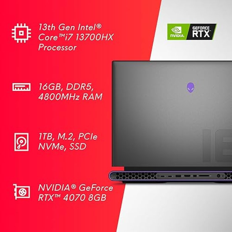 ALIENWARE M18 GAMING LAPTOP 18 QHD INTEL I7-13700HX, 16GB DDR5, 1TB SSD, RTX 4070, WIN 11