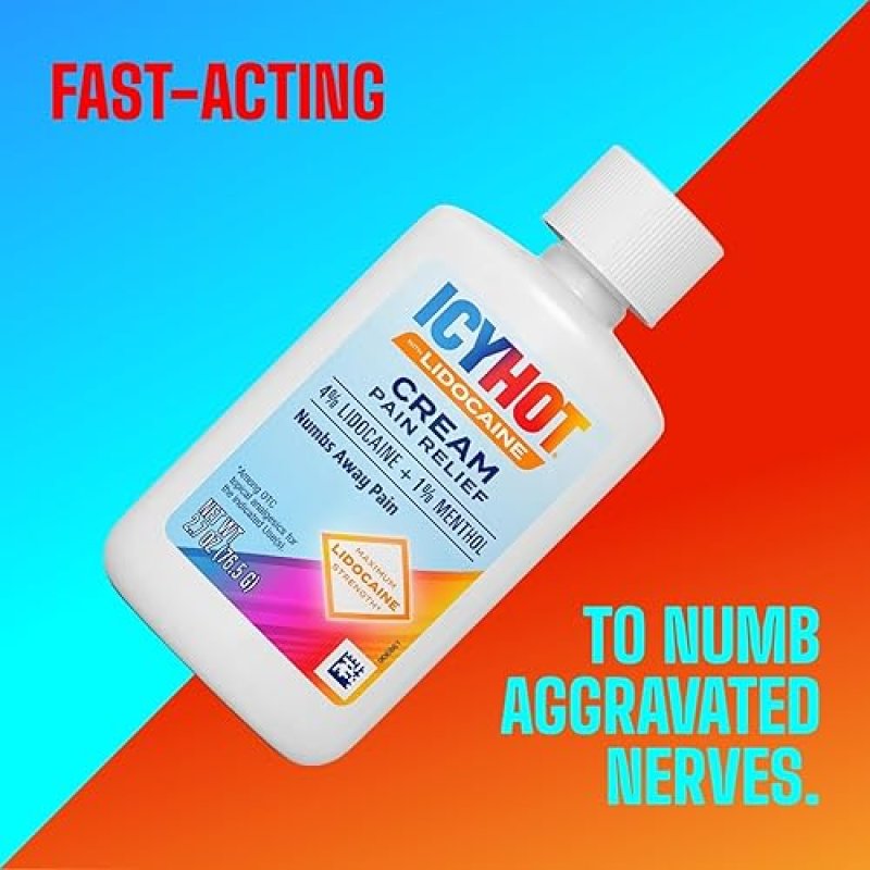 ICY HOT MAX STRENGTH PAIN RELIEF CREAM WITH LIDOCAINE MENTHOL, 2.7 OZ FAST MUSCLE PAIN RELIEF