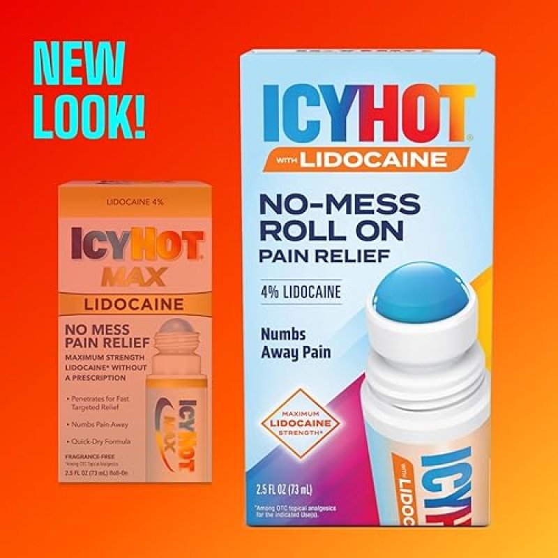 ICY HOT MAXIMUM STRENGTH LIDOCAINE PAIN RELIEF LIQUID WITH NO-MESS APPLICATOR, 2.5 OZ