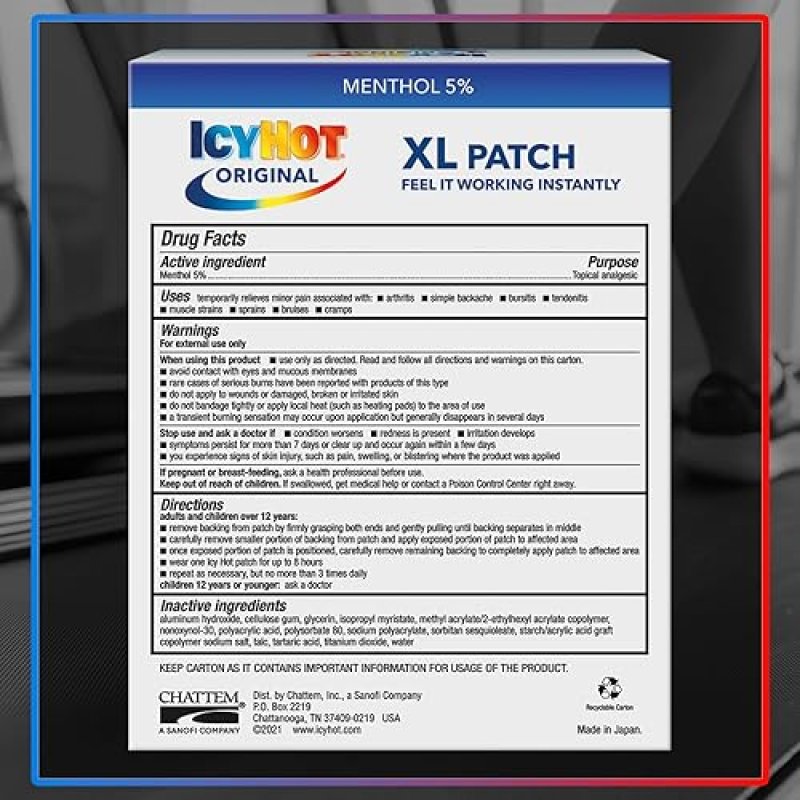 ICY HOT ORIGINAL XL PAIN RELIEF PATCHES POWERFUL TARGETED RELIEF FOR BACK LARGE AREAS, 3 PACK