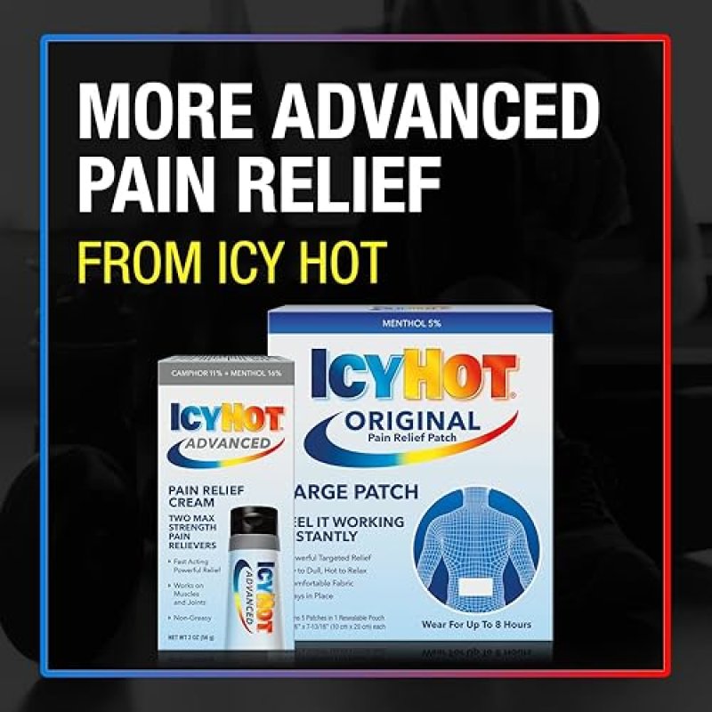 ICY HOT ORIGINAL XL PAIN RELIEF PATCHES POWERFUL TARGETED RELIEF FOR BACK LARGE AREAS, 3 PACK