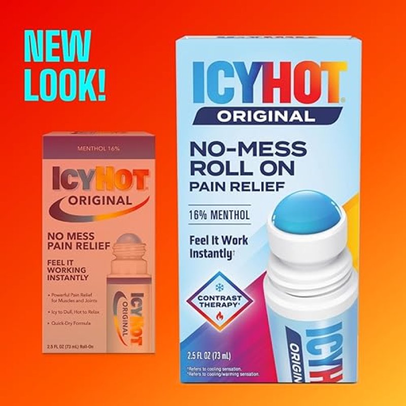 ICY HOT ORIGINAL MEDICATED PAIN RELIEF LIQUID 2.5 OZ WITH NO MESS APPLICATOR FOR FAST RELIEF