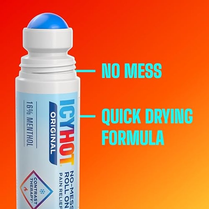 ICY HOT ORIGINAL MEDICATED PAIN RELIEF LIQUID 2.5 OZ WITH NO MESS APPLICATOR FOR FAST RELIEF