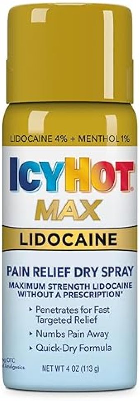 ICY HOT MAX STRENGTH PAIN RELIEF SPRAY WITH LIDOCAINE MENTHOL, 4 OZ FAST MUSCLE RELIEF