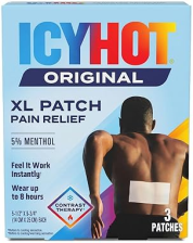 ICY HOT ORIGINAL XL PAIN RELIEF PATCH 3 PACK FOR BACK LARGE MUSCLE AREAS, FAST RELIEF