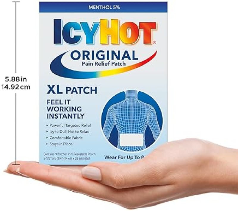 ICY HOT ORIGINAL XL PAIN RELIEF PATCH 3 PACK FOR BACK LARGE MUSCLE AREAS, FAST RELIEF