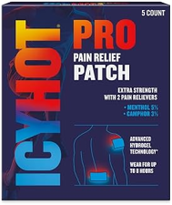 ICY HOT PRO PAIN RELIEF PATCHES WITH MENTHOL CAMPHOR, ADVANCED HYDROGEL, 5 COUNT