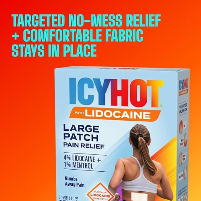 ICY HOT MAX STRENGTH LIDOCAINE PAIN RELIEF PATCHES, FAST TARGETED RELIEF, 3 PACK 5 COUNT
