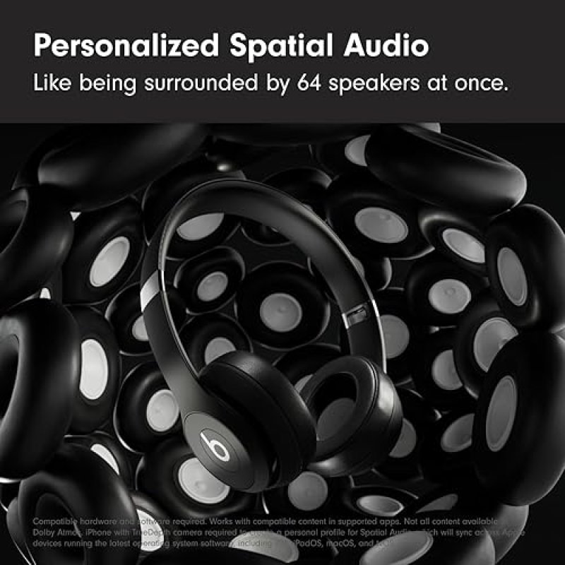 BEATS SOLO 4 WIRELESS BLUETOOTH ON-EAR HEADPHONES, MATTE BLACK, 50-HOUR BATTERY, APPLE ANDROID COMPA