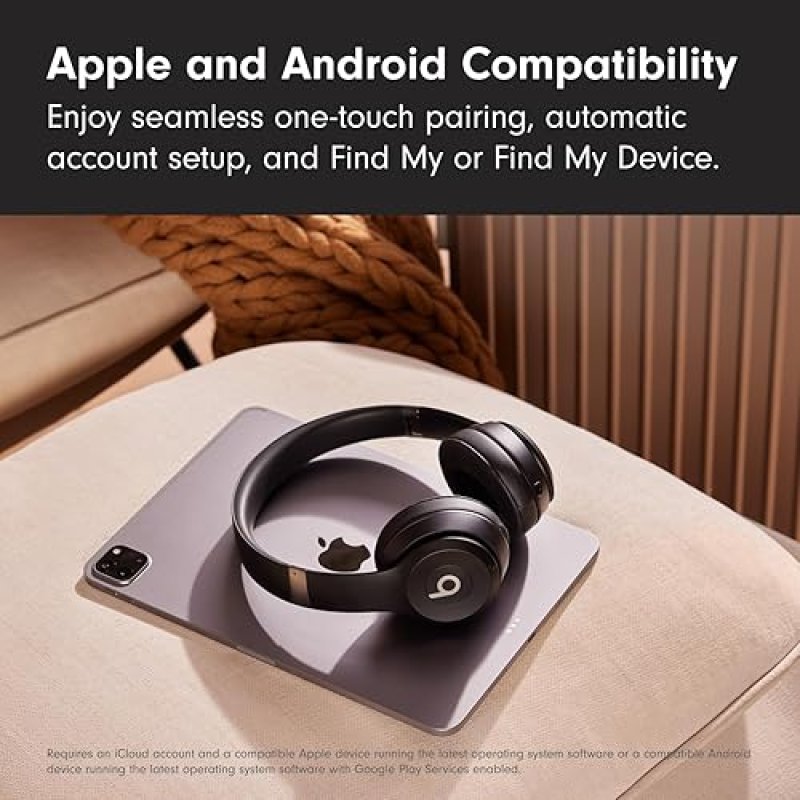 BEATS SOLO 4 WIRELESS BLUETOOTH ON-EAR HEADPHONES, MATTE BLACK, 50-HOUR BATTERY, APPLE ANDROID COMPA