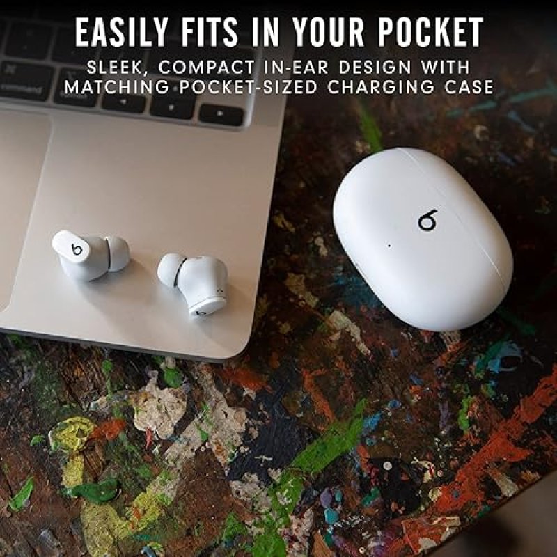 BEATS STUDIO BUDS TRUE WIRELESS NOISE CANCELLING EARBUDS, SWEAT-RESISTANT, MIC, WHITE