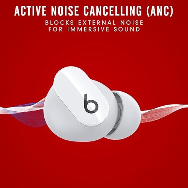 BEATS STUDIO BUDS TRUE WIRELESS NOISE CANCELLING EARBUDS WITH MIC, SWEAT RESISTANT, WHITE