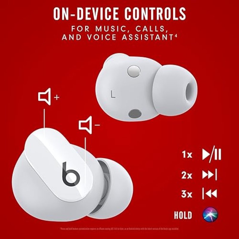 BEATS STUDIO BUDS TRUE WIRELESS NOISE CANCELLING EARBUDS WITH MIC, SWEAT RESISTANT, WHITE