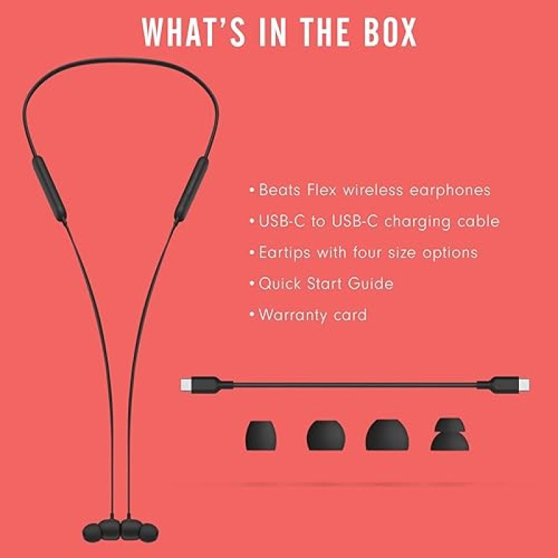 BEATS FLEX WIRELESS EARBUDS WITH APPLE W1 CHIP, MAGNETIC, BLUETOOTH 5.0, 12H PLAYTIME - BLACK