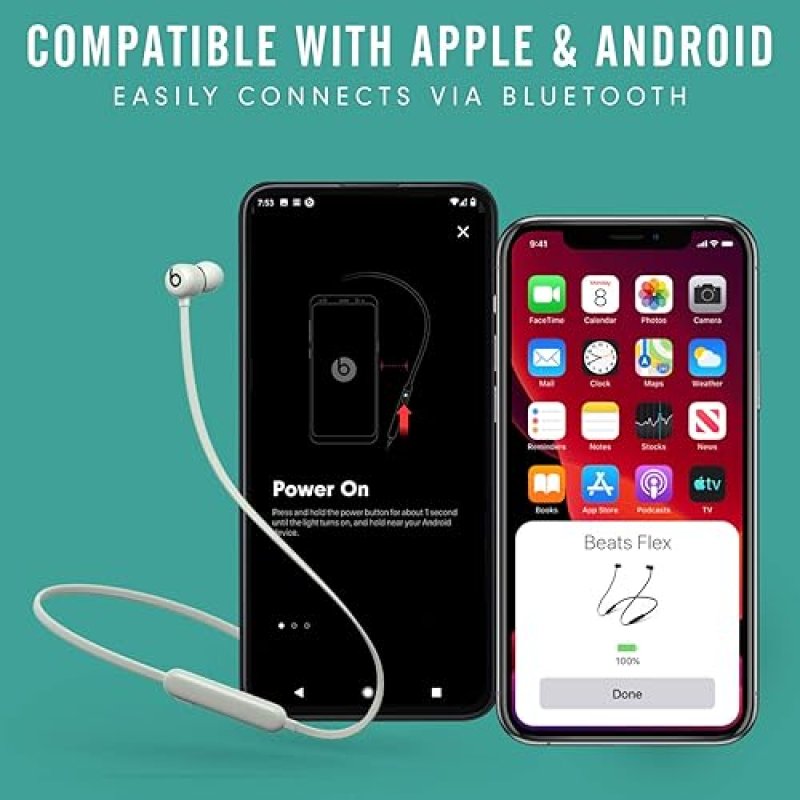 BEATS FLEX WIRELESS EARBUDS WITH APPLE W1 CHIP, BLUETOOTH, MIC, 12H PLAYTIME SMOKE GRAY