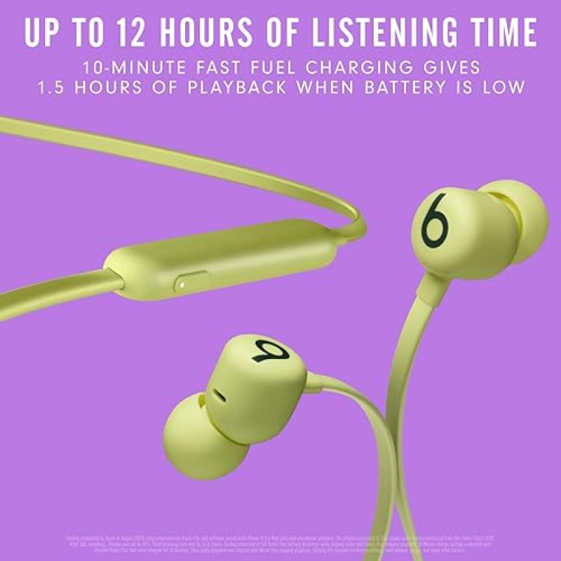 BEATS FLEX WIRELESS EARBUDS WITH APPLE W1 CHIP, MAGNETIC, BLUETOOTH 5.0, 12H PLAYTIME - YUZU YELLOW