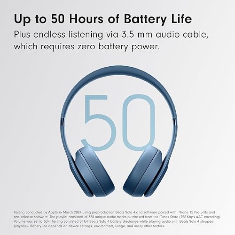 BEATS SOLO 4 WIRELESS BLUETOOTH ON-EAR HEADPHONES SLATE BLUE, APPLE ANDROID, 50H BATTERY