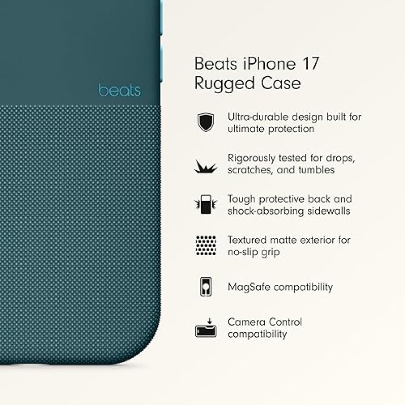BEATS RUGGED IPHONE 17 CASE WITH MAGSAFE, CAMERA CONTROL, MATTE ROCKY BLUE, DROP TESTED